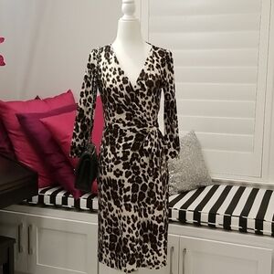 Leopard Print Silk Wrap dress